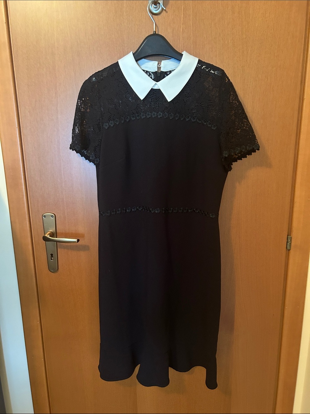 Karl Lagerfeld Black Lace Mini Dress with White Collar